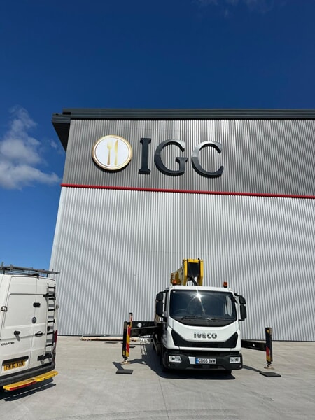 An image of the exterior IGC warehouse signage.